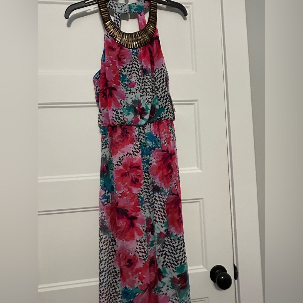 Women’s Size Medium Thalia & Sodi High Low Hem Floral Halter Dress NWT